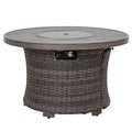 Tenaya Round Wicker Fire Pit Table with Metal Cover