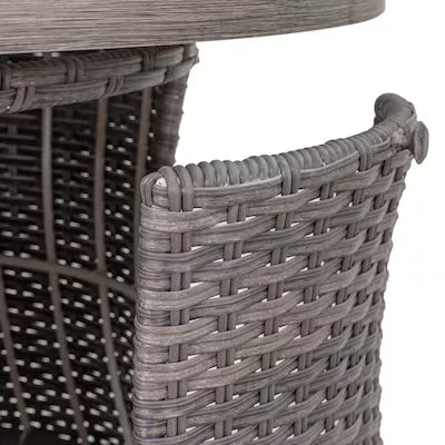 Tenaya Round Wicker Fire Pit Table with Metal Cover