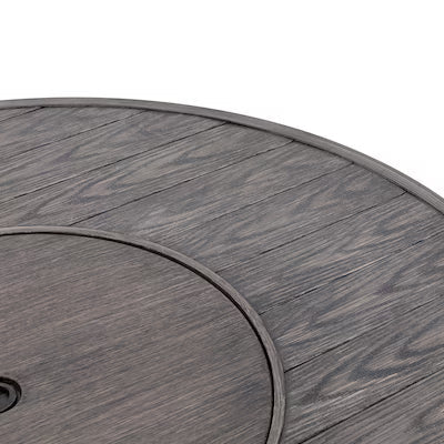 Tenaya Round Wicker Fire Pit Table with Metal Cover