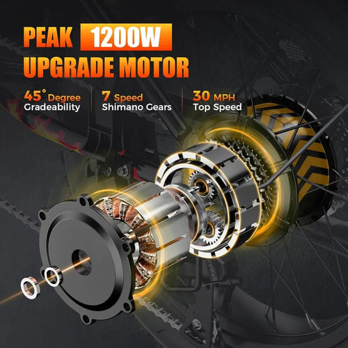 Motor upgrade with specifications on a dark background