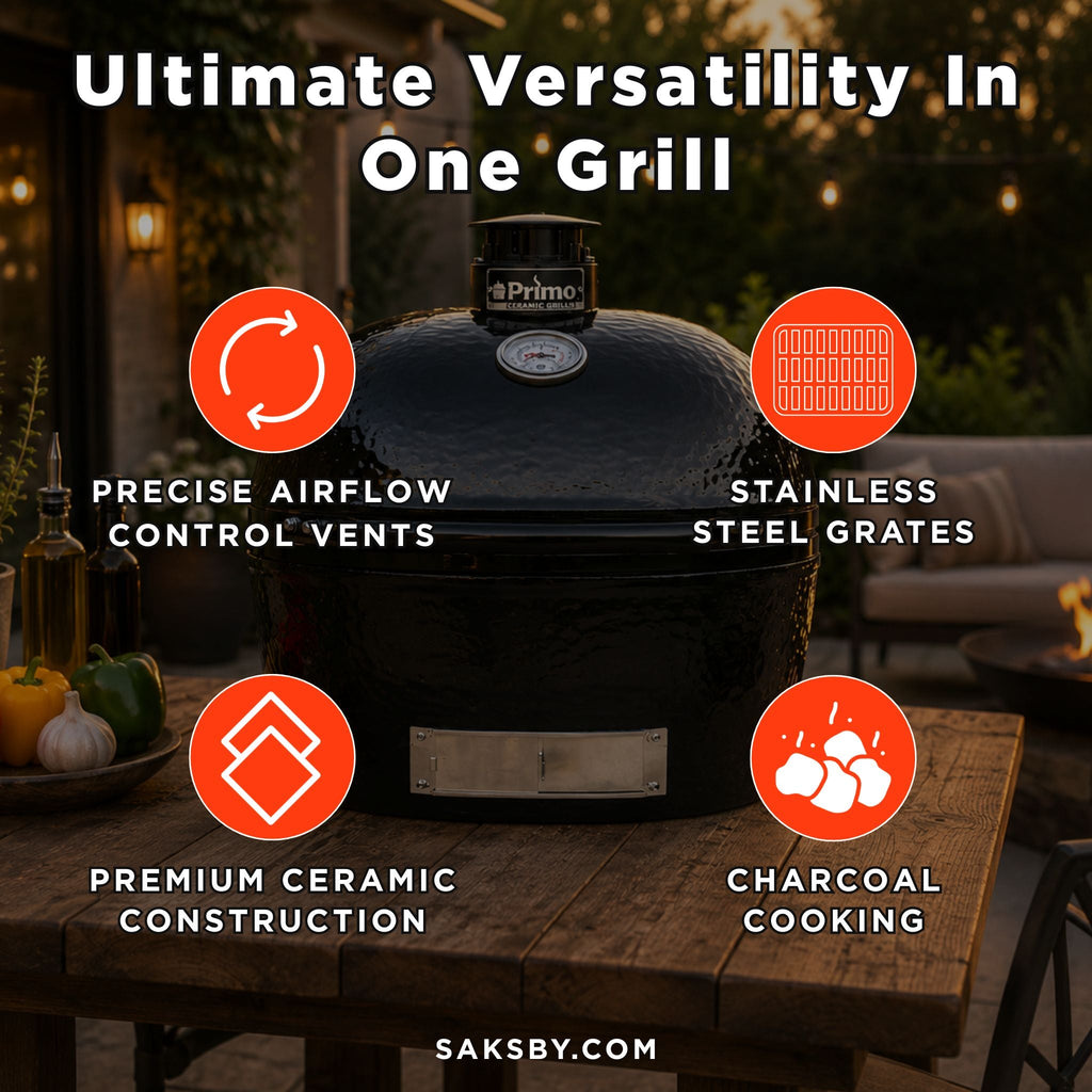 Primo Oval XXL Black Ceramic Kamado Charcoal Grill [PGCXXLH]